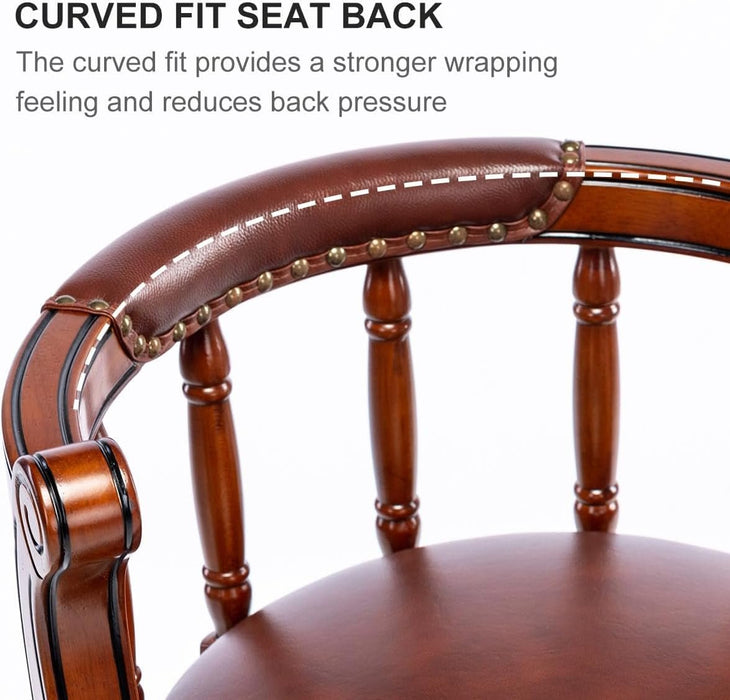 Cow Top Leather Wooden Bar Stools, 360 Degree Swivel Bar Height Chair with Backs for Home Kitchen Counter, Morden Chair Barstools (Brown 2Pcs, Bar Height - Seat Height 29.5”) - ShipItFurniture