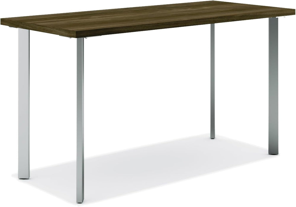 Coze Home Office Desks, Sturdy Table Computer Desk, 42", Walnut Top, Silver Base - ShipItFurniture