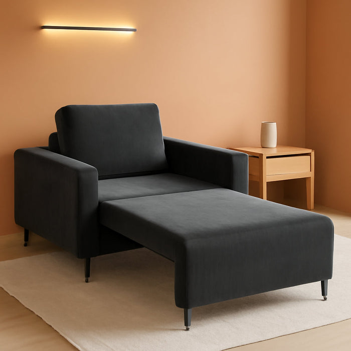 Cozy Corduroy Convertible Sofa Bed With Fluffy Pillows - ShipItFurniture