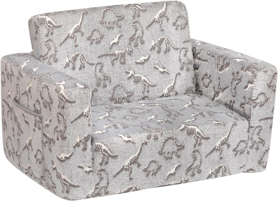 Cuddly Toddler Couch Convertible Sofa Lounger Glow Dinosaurs - ShipItFurniture