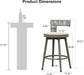 Outdoor Swivel Counter Stools Set of 2 with Back Light Grey