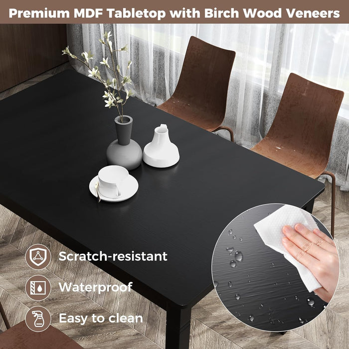 Dining Table for 4 People, 48"X 29" Kitchen Table with Wood Legs, Load 330 Lbs, Rectangular Dinner Table for Small Space, Dinette, Apartment, Living Room, Dining Room (Black)