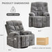 360°Swivel Rocker Recliner Chair with Cup Holders Grey, 1-Pack