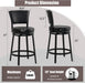 Swivel Bar Stools Set of 2, 25 Inch Counter Height Barstools, Modern Metal Swivel Bar Chairs with Backrest, Faux Leather Upholstered Counter Height Chairs for Kitchen Island, Black