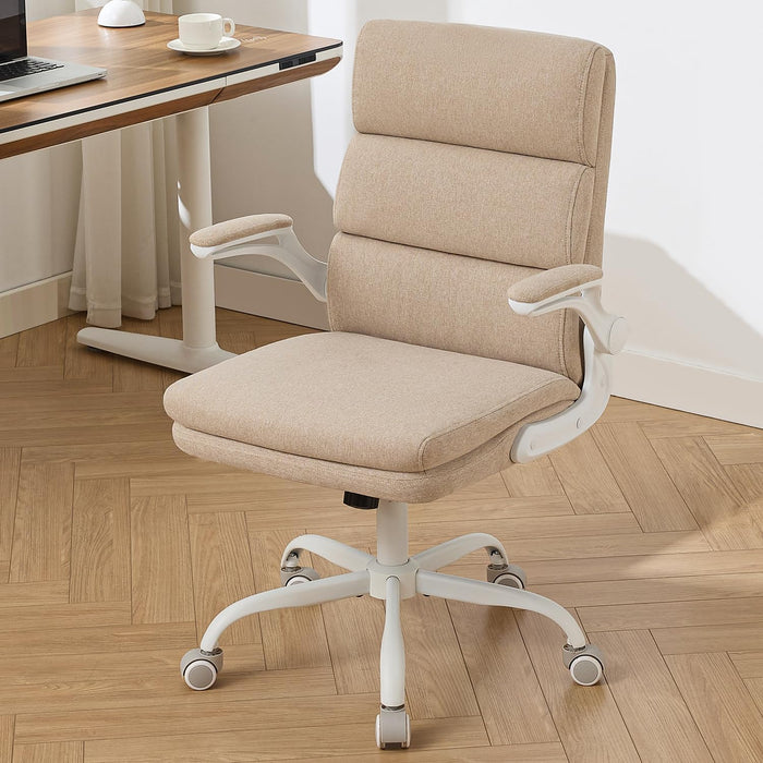 Home Office Desk Chair, Fabric Flip-Up Armrests Comfy Task Chair