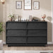 Black 6 Drawer Dresser for Bedroom, 47.2" Modern Wood Dresser with Handle-Free and Curved-Edge Design, Chests of Drawers with Large Capacity
