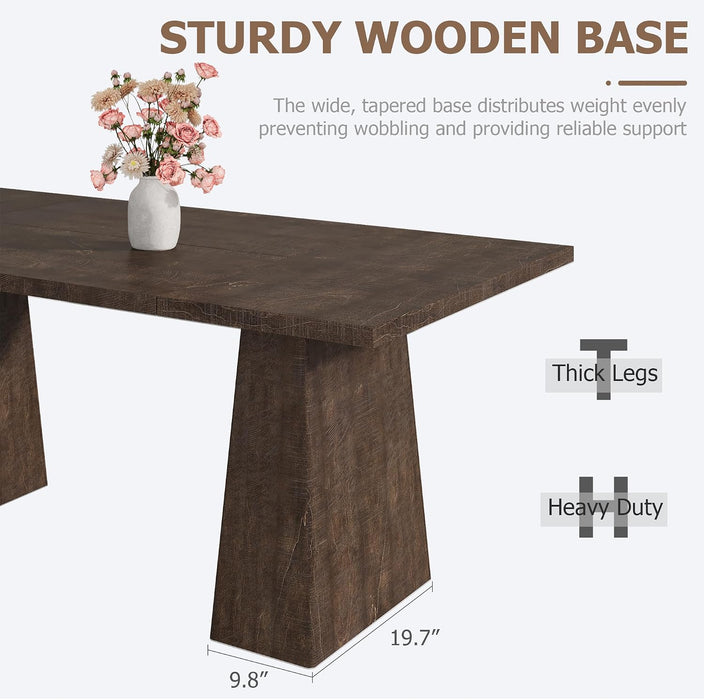 71" Dining Table for 6-8, Rectangle Table with Thick Heavy-Duty Legs | Rectangular Wooden Kitchen Table, Extra Large Desktop, Multi-Purpose Use, Farmhouse, for Living Room, Dining Room, Kitchen