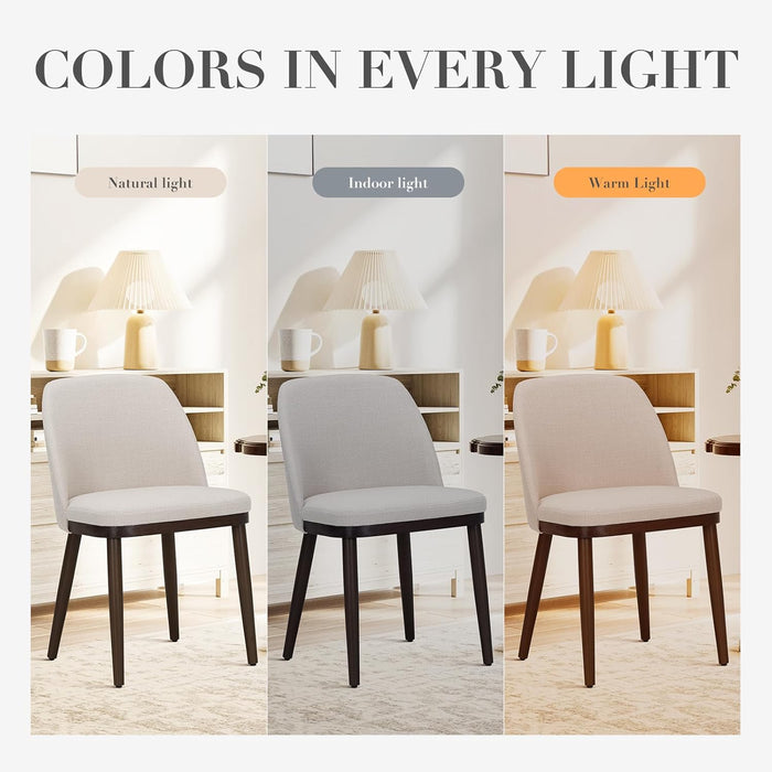 Upholstered Dining Chairs Set of 4, Modern Kitchen Chairs with Back, Leather Side Dining Room Chairs with Wood Legs for Kitchen Dining Room Restaurant,Light Grey