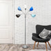 LF2006-SBG 67" Contemporary Multi Head Medusa 5 Light Adjustable Gooseneck Silver Floor Lamp with Blue, White, Gray Shades for Kids Bedroom Playroom Living Room Office