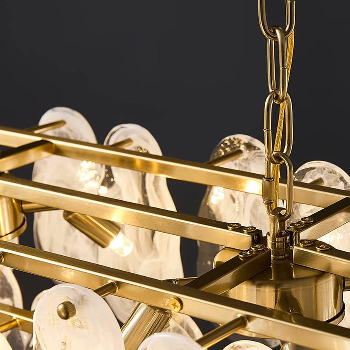 Gold Multi-Tier Lantern Pendant Lighting,Cloud Glass Metal Kitchen Island Chandeliers Hanging Ceiling Light Fixtures
