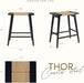 Thor Wicker Premium Solid Wood Counter Stool 24", Backless Counter Height Seating with Hand-Knitted Rope, Eco-Friendly Modern Design (Midnight Charcoal)