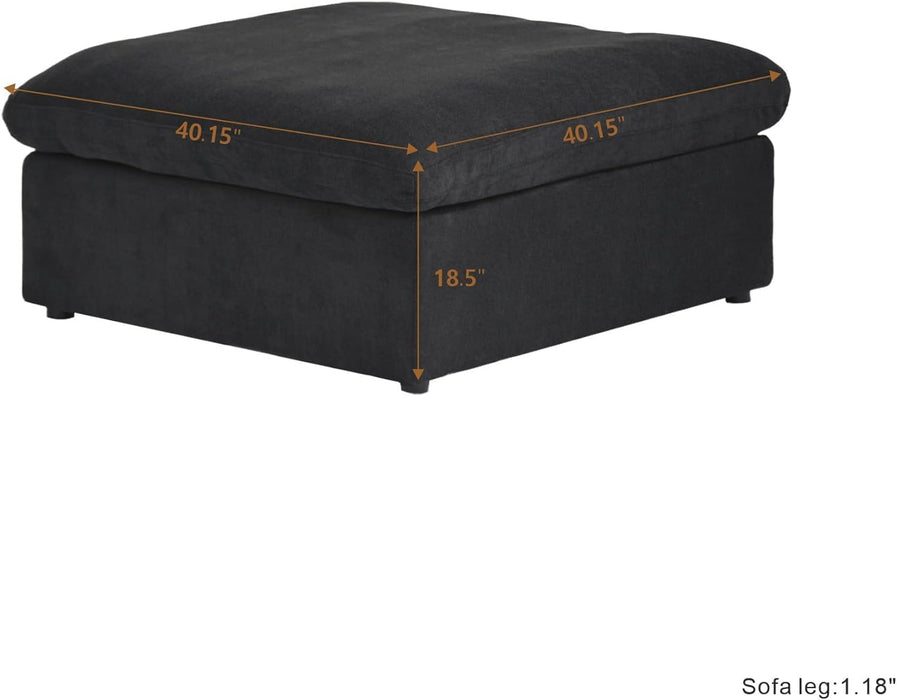 Storage Ottoman Module for Living Room, Cushion Covers Removable, Minimalist Comfy Breathable Ottoman for Living Room Apartment (Black)