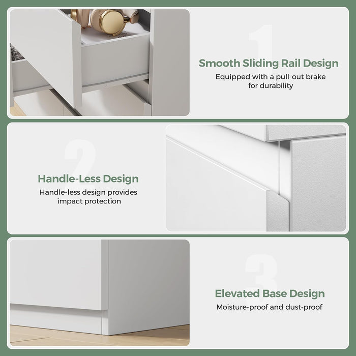 Modern 9 Drawer Dresser for Bedroom, Simply Chest of Drawers, Wood Storage Dresser with Deep Drawers for Living Room Hallway Entryway (White)
