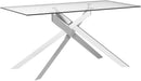 58.5” Rectangle Glass Dining Table, Tempered Glass Tabletop and Metal Tubular Legs, Modern Style Table for Home, Kitchen, Dining Room 58.5”Lx29”Wx30”H, Silver