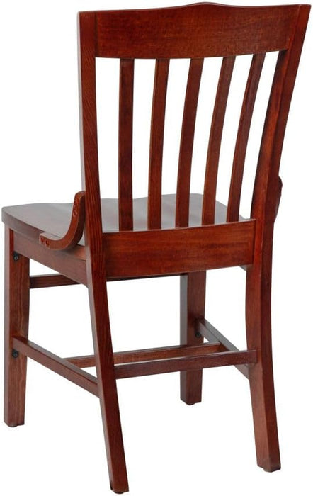 Hercules Series School House Back Wood Restaurant Chair, Classic Armless Dining Chair for Restaurants/Kitchens, Mahogany Wood Finish