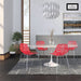 Forest Modern Dining Chair Set of 4 Red, Cut-Out Solid Back, Durable Polypropylene Seat with Chromed Legs, Stackable Contemporary Kitchen and Dining Room Chairs