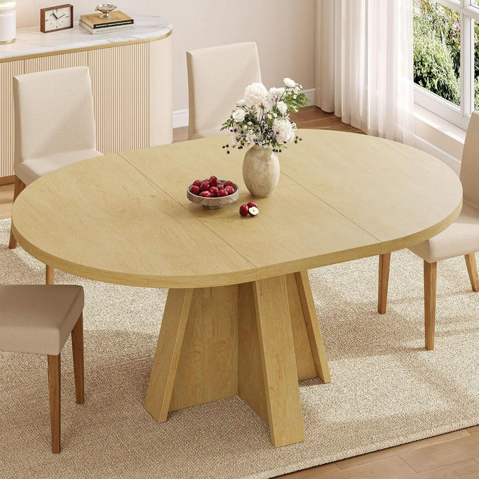 43In-59In Extendable round Dining Table Oval Kitchen Table for 4-8