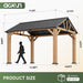 10' X 12' Outdoor Wood Gazebo, Hardtop Gazebo Permanent Wooden Pavilion with Gable Galvanized Steel Roof for Patio, Garden, Backyard, Natural