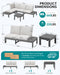 HDPE Outdoor Furniture Set, 4 Seats Outdoor Sectional with Coffee Table, All-Weather Patio Sofa Set, Patio Conversation Sets with Adjustable Backrest Sofa for Garden, Backyard, Grey with Beige