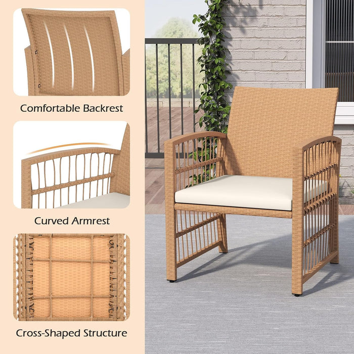 5 Pieces Patio Wicker Conversation Set, Outdoor Furniture Set