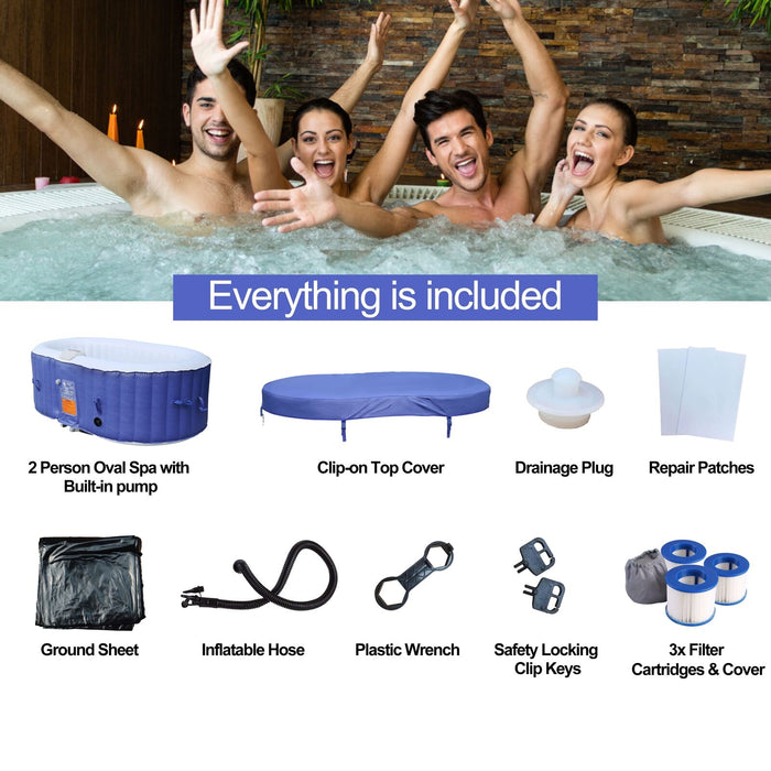 ALEKO Oval Spa Inflatable 2 Prs Hot Tub Personal Spa 145 Gallon with Drink Tray