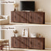 55" Fluted Sideboard Buffet Cabinet with Storage,Walnut | Modern Credenza with 4 Doors & Adjustable Shelves,Coffee Bar Table Console for Dining Room Kitchen Living Room Entryway