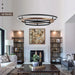 3 Ring LED Chandelier Modern Chandeliers Walnut Wood Black Dimmable 31''