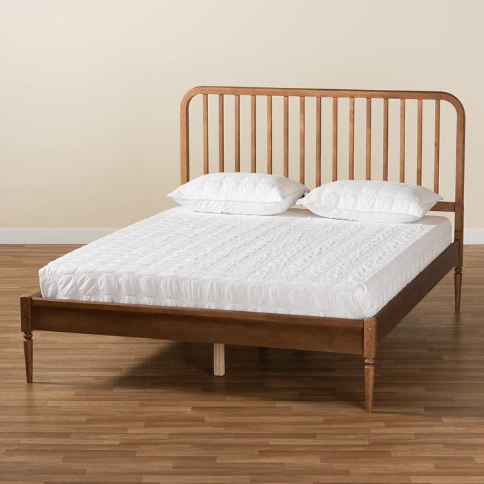 Neilan Modern and Contemporary Walnut Brown Finished Wood Queen Size Platform Bed