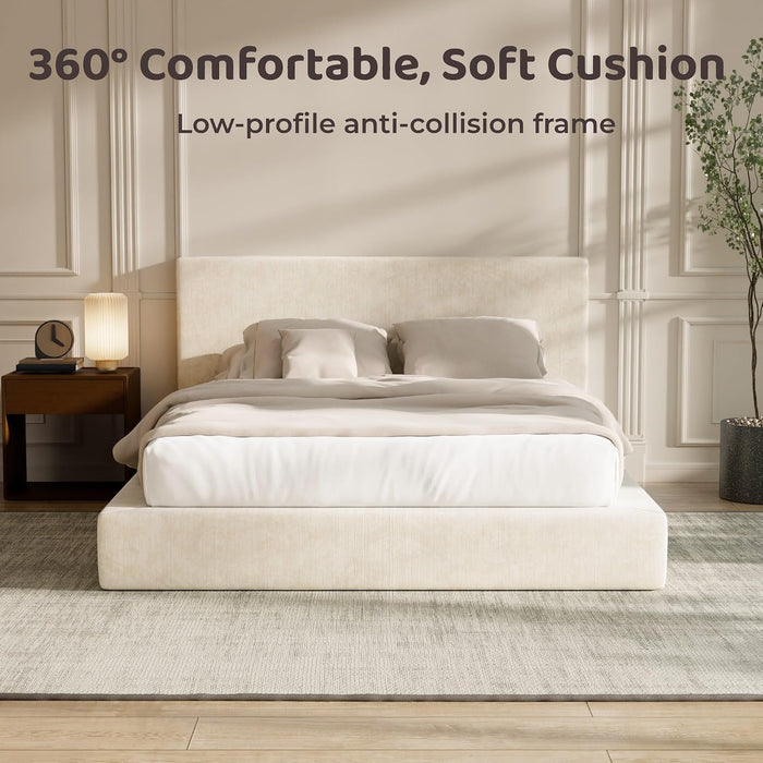Airframe Queen Upholstered Bed Frame with Plush Padded Headboard