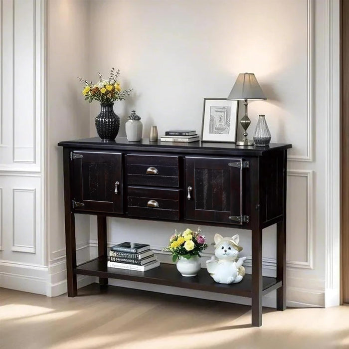 48" Solid Wood Sideboard Buffet Cabinet with Storage Drawers