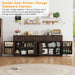 70” Rounded Edge Large Sideboard Buffet Cabinet with 3 Storage Drawers,Farmhouse Kitchen Fluted Sideboard Cabinet W 4 Door Shelves,Wood Coffee Bar Cabinets,Kitchen Pantry (Rustic Brown)