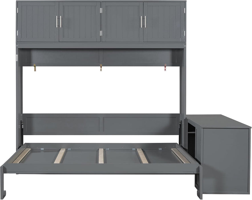 Queen Size Murphy Bed WithIntegratedStorageCabinets