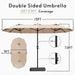 15Ft Large Patio Umbrellas with Base Included, Outdoor Double-Sided Rectangle Market Umbrella with Stand, outside Umbrellas for Poolside Lawn Backyard