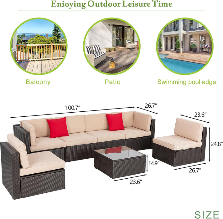 7 Pieces Patio Furniture Sets, Outdoor Sectional Patio Sofa Set