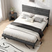 Queen Upholstered Platform Bed Frame with Headboard,Linen Dark Gray