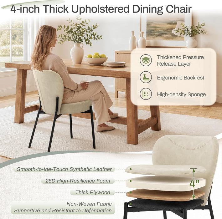 4" Modern Dining Chairs Set of 4, Beige Leather