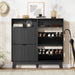 Matte Black UltraSlim Shoe Storage Cabinet Drawers