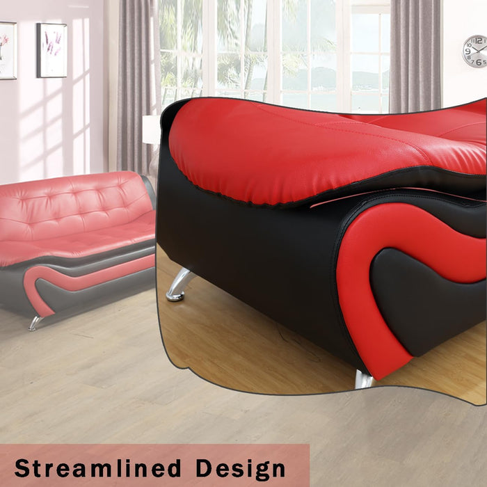 Leather Couches for Living Room, Living Room Couch Set, Sofa for Bedroom, Apartment, Living Room Furniture Sets (A-Leather Black&Red, Chair)