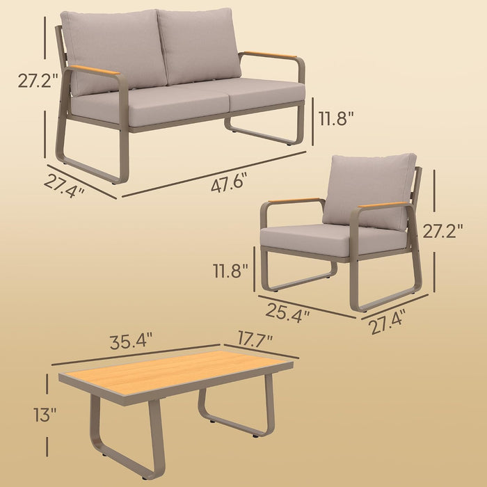 4 Piece Patio Furniture Set Outdoor Conversation Set Brown