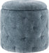 Erindale round Storage Ottoman, 18.75 Inch Diamond Tufted, Plush Lined Interior, Sky Blue