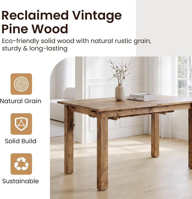 47.5"-59" Farmhouse Extendable Dining Table for 4-6, Walnut