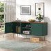 55” Fluted TV Stand, Mid Century Modern Green TV Stand for 55/60/65 Inch TV, Entertainment Center with Storage, Television Stands, TV Console, Media Console for Living Room, Bedroom (Green)