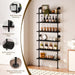 Industrial Pipe Bookshelf, Wall Mounted Shelf, 36 Inch, Black | 6 Tier Open Bookcase, Solid Pine Wood, Black Iron Pipe Frame, 40 Lbs per Shelf, for Books, Kitchen, Office Decor
