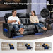Home Theater Seating, Power Reclining Sofa with Adjustable Headrests, PU Leather 3 Seat Recliner Sofa Couch Set with Ambient Lighting, Cup Holders, USB & Type C Ports, Armrest Storage, Black