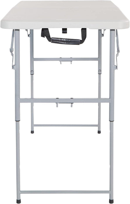 Office Star Resin Multipurpose Rectangle Table, 4-Feet Long, Height Adjustable, Center Folding Table, Light Gray