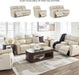 Dahlmoore Modern Leather Match Power Reclining Sofa with USB Ports, Beige
