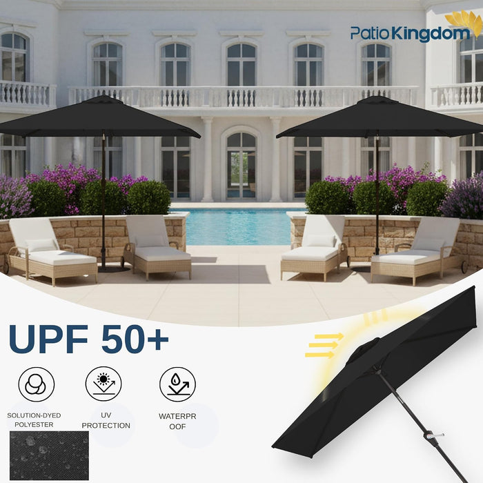 6.5'X10' Rectangular Patio Outdoor Umbrella,Large Coverage with Push-Button Tilt & UV Protection,Sturdy Ribs for Deck,Lawn,Pool,Backyard