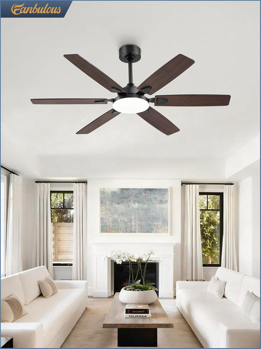 52 Inch Ceiling Fans with Lights, Indoor/Outdoor Modern Ceiling Fan with Reversible Blade and 2 Rods, Quiet DC Motor, 3CCT & 6-Speed Remote Control, Dual Finish Blade for Living Room/Bedroom
