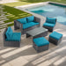 6-Piece Patio Conversation Set with Storage Coffee Table, Peacock Green