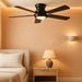 Ceiling Fans with Lights, 52'' Low Profile Ceiling Fan with Light and Remote/App Control, Dimmable, Qiuet DC Motor, Flush Mount Ceiling Fan for Indoor Bedroom Living Room, Black